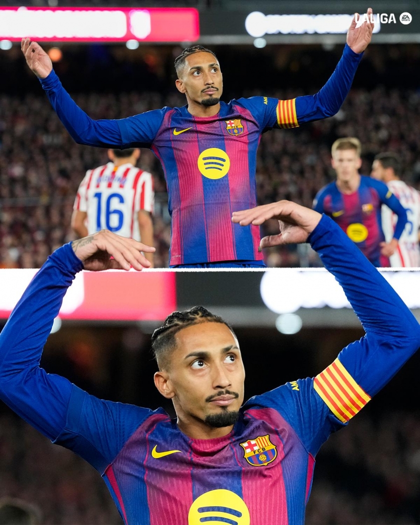 Hansi Flick phấn khích với màn trở lại ấn tượng của Raphinha (Ảnh: LALIGA English).